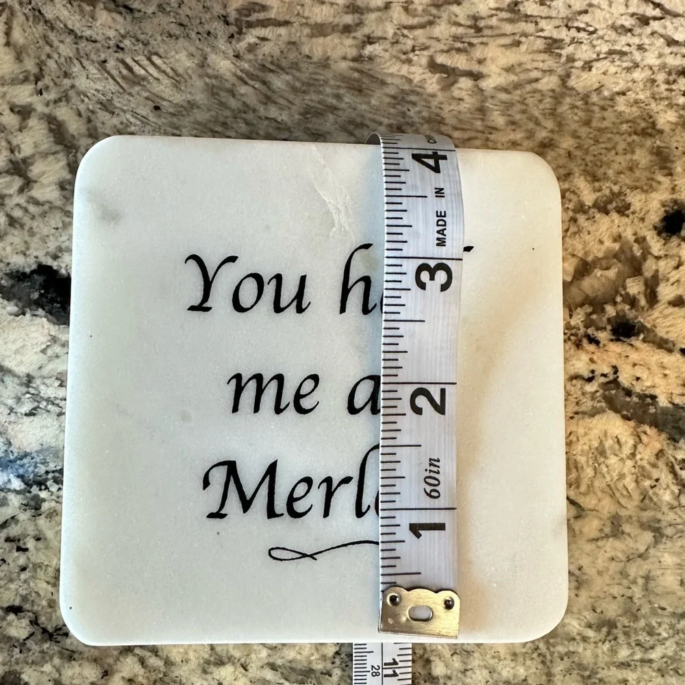 SOLID MARBEL COASTERS WINE lovers theme fun sayings nature stone set of 4 boxed